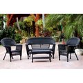 Jeco Jeco W00207-G 4 Piece Black Wicker Conversation Set W00207-G